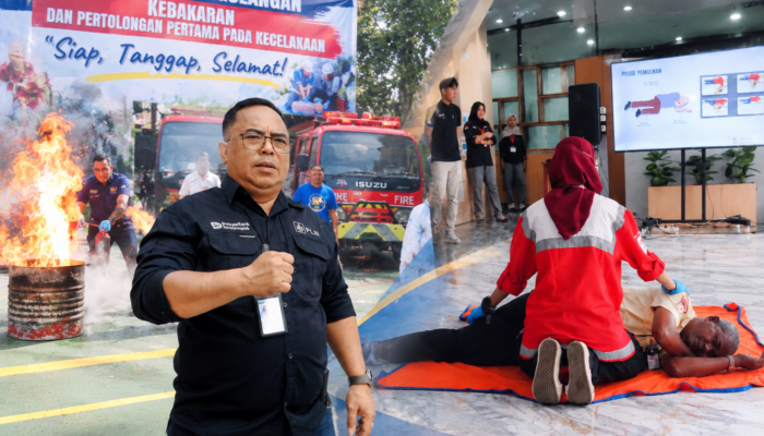 PLN UP3 Ambon Gandeng Damkar dan PMI Sosialisasi dan Simulasi Tanggap Darurat Kebakaran dan P3K